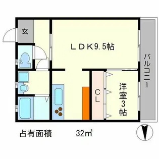ハイツ福田【3階】の間取り