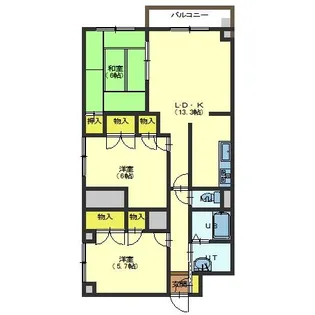 ロクゴーリーブル梁川【2階】の間取り