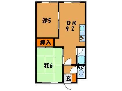 ハイツ美原【1階】の間取り