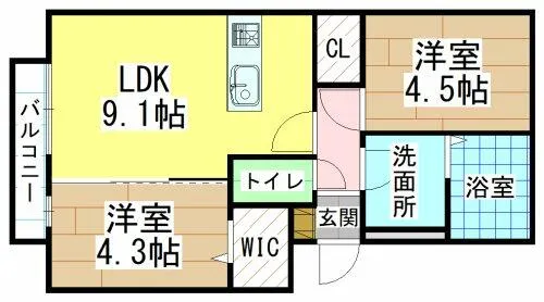 プレジャーライフYUZU【1階】の間取り