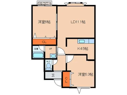 ペアコートG【1階】の間取り