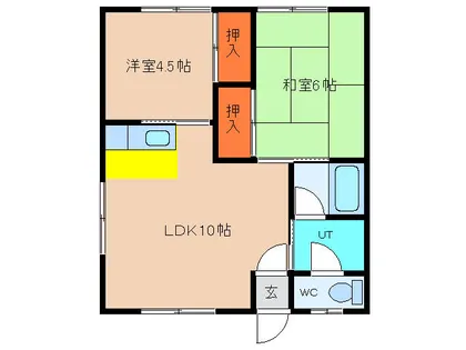 北海道函館市鍛治2丁目【アパート】の間取り