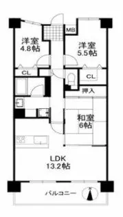 河内長野グリーンマンション【7階】の間取り