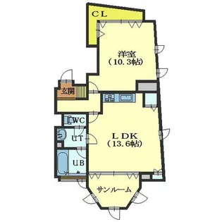 ベイヒルズ函館【106号室】の間取り