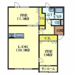 ヴィラージュ東浜【202号室】の間取り