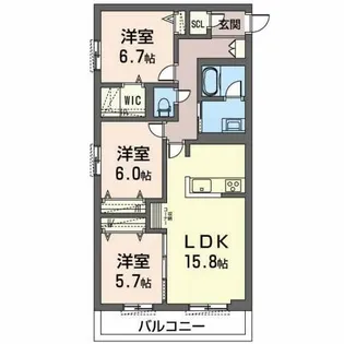 オカバ姫路青山シャーメゾン【3階】の間取り