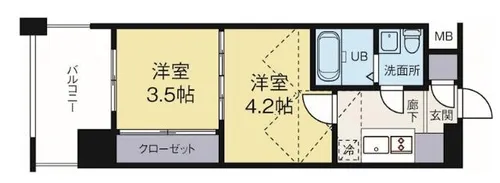 福岡県福岡市中央区長浜2丁目【マンション】の間取り