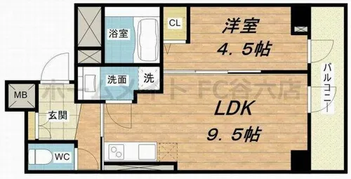 パークフラッツ安堂寺町【7階】の間取り