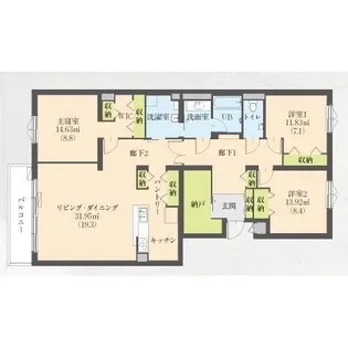 リアライズ松陰Ⅵ【1階】の間取り