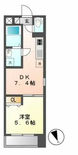 プラージュ大曽根【1B号室】の間取り