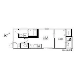 ハーモニーテラス押切【201号室】の間取り