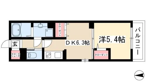 ボヌール御器所【302号室】の間取り