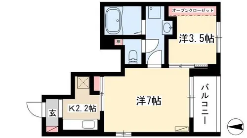 ボヌール Ⅱ【102号室】の間取り