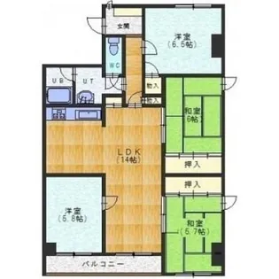 グロリアハイツ若松【401号室】の間取り