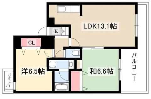 グランパス朝岡【501号室】の間取り