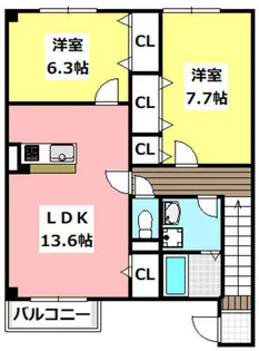 ディアコート【2階】の間取り