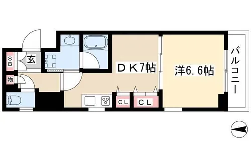 レジディア高岳【0405号室】の間取り