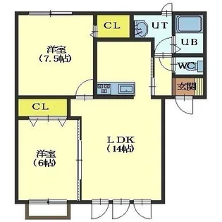 ペアコート七重浜【201号室】の間取り