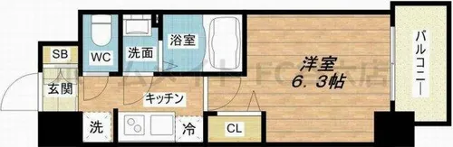 アドバンス大阪セレーノ【13階】の間取り