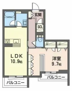 シャーメゾン リュエル八戸ノ里【3階】の間取り