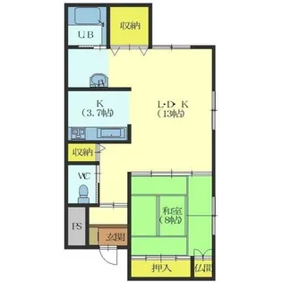 シエルブルードゥ【102号室】の間取り