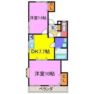 ウエストリバー【101号室】の間取り