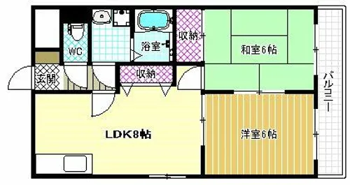 ロイヤルパレス法善寺【1階】の間取り