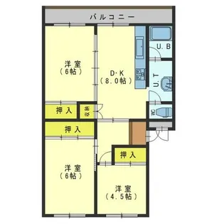 ヴィラナリー函館2号棟【405号室】の間取り