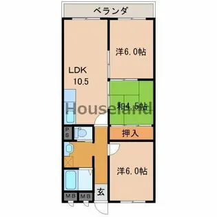 友田町ロイヤルコーポ【2階】の間取り