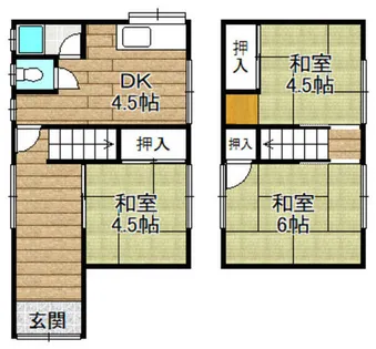 大阪府高槻市西真上1丁目【テラスハウス】の間取り