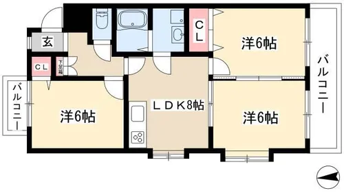 グランドメゾン新池【203号室】の間取り