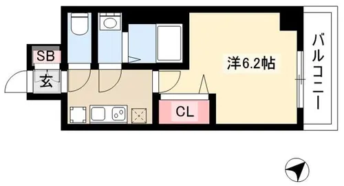 アステリ鶴舞テーセラ【0210号室】の間取り