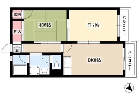 パークサイド扇【102号室】の間取り