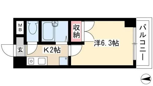 ラ・ポート八熊苑【210号室】の間取り