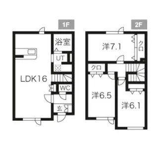 北海道札幌市手稲区稲穂二条6丁目【テラスハウス】の間取り