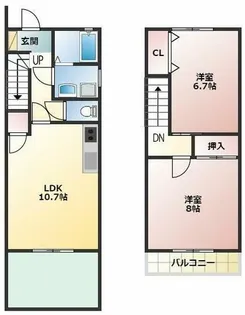 愛知県豊川市大橋町3丁目【テラスハウス】の間取り