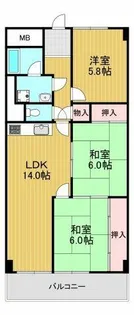 南海狭山コーポ1号棟【9階】の間取り