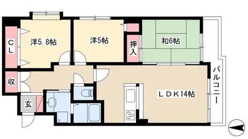 シャトー師勝Ⅲ【405号室】の間取り