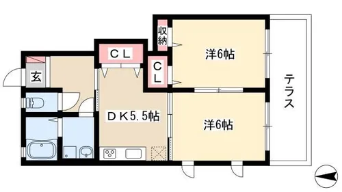 グレーシア中郷 B【1階】の間取り