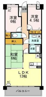 プラザハイツ二ツ屋F棟【2階】の間取り