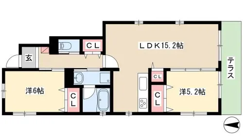 ローレン南荒子【1階】の間取り