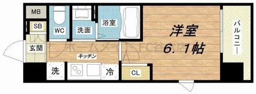 エステムコート難波WEST-SIDEⅥグラッド【3階】の間取り