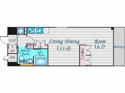 南堀江アパートメント シエロ【6階】の間取り