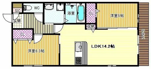 HKハイムⅠ【2階】の間取り