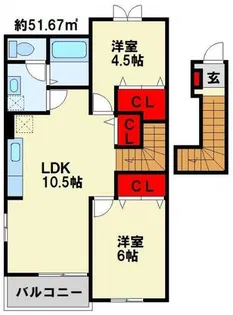 ダンケ吉志【2階】の間取り