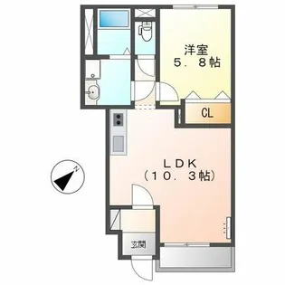 キャトルリバー【102号室】の間取り