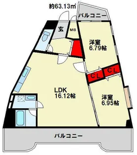 福岡県北九州市小倉北区中井5丁目【マンション】の間取り