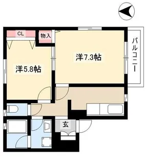 リーフレジデンス【E201号室】の間取り