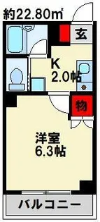 ヨークス本城【108号室】の間取り