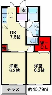 スカイヒルズB【1階】の間取り